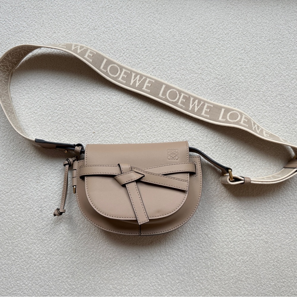 Loewe Beige Crossbody Bag with Logo Strap